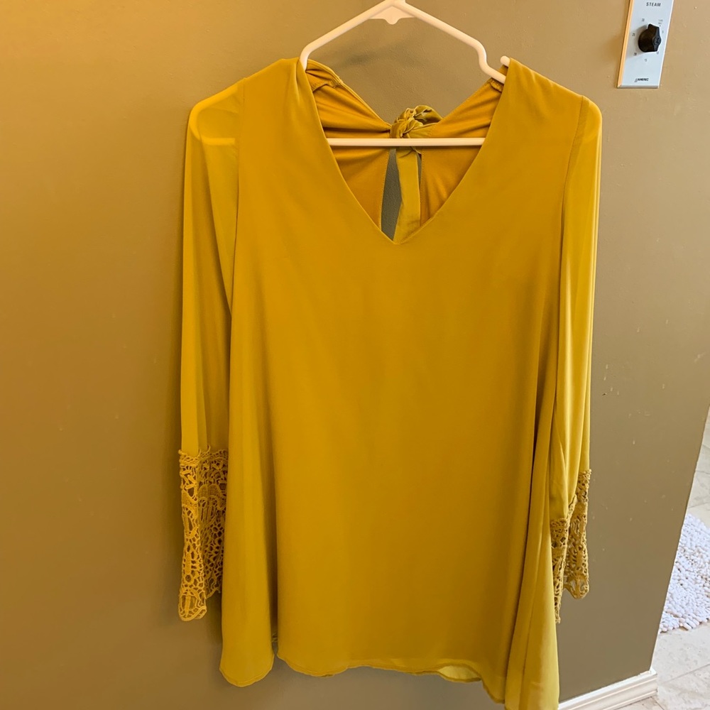 Mustard bell sleeved tunic dress